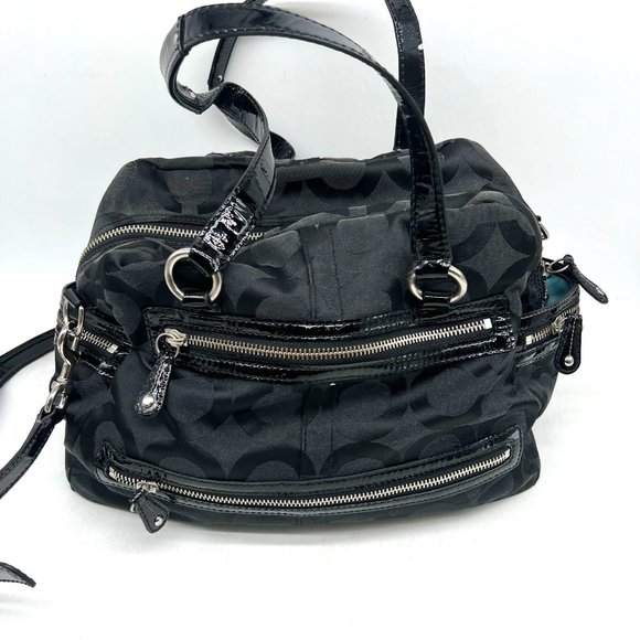 Coach Black Signature Nylon Diaper Bag & Inner Tote Bag A0969 Authentic Large - Picture 4 of 11